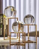 CRYSTAL BALL ON LONG GOLD STAND SET