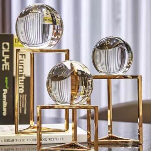 CRYSTAL BALL ON LONG GOLD STAND SET