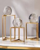 CRYSTAL BALL ON LONG GOLD STAND SET
