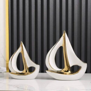 SHIP WHITE & GOLD DECOR