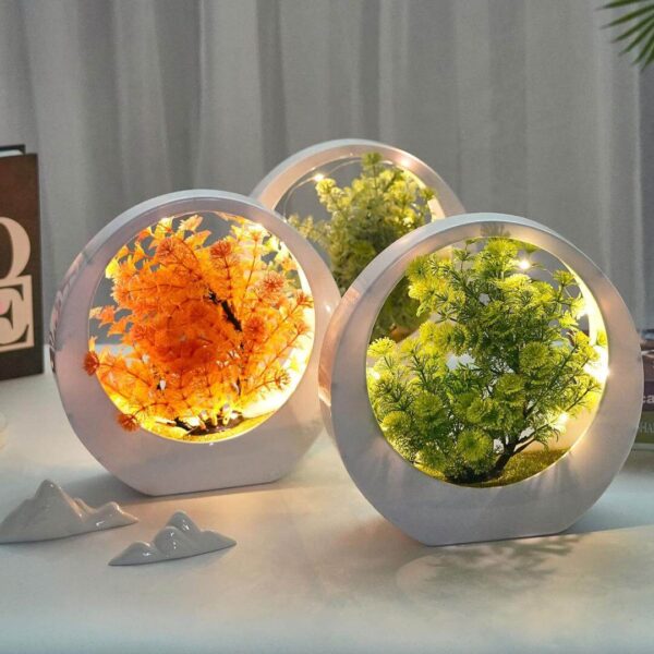 FLOWER CIRCLE BONSAI WITH FAIRY LIGHT