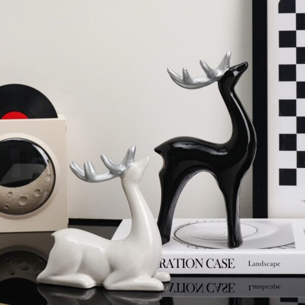 BLACK AND WHITE CRYSTAL DEER SET - Image 2