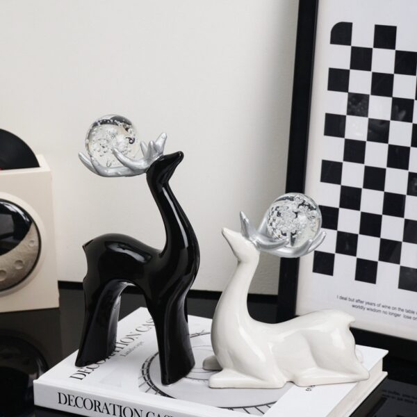 BLACK AND WHITE CRYSTAL DEER SET