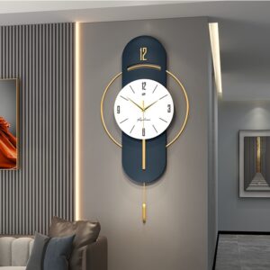 WALL CLOCK-BLUE & GOLD 42*84cm