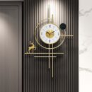 GOLD WALL CLOCK WITH LIGHT -DEER ON LEFT