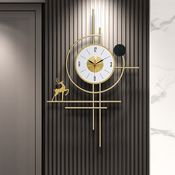 GOLD WALL CLOCK WITH LIGHT -DEER ON LEFT - Image 3