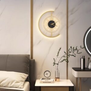 HALF CIRCLE WALL CLOCK WITH LIGHT