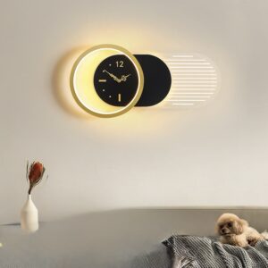 GOLD CIRCLE/BLACK/ GOLD LINE WALL CLOCK