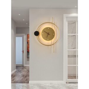 GOLD&BLACK DOT CIRCLE WALL CLOCK WITH LIGHT