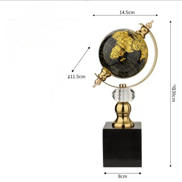 GLOBE ON STAND DECOR-BLACK & GOLD - Image 2