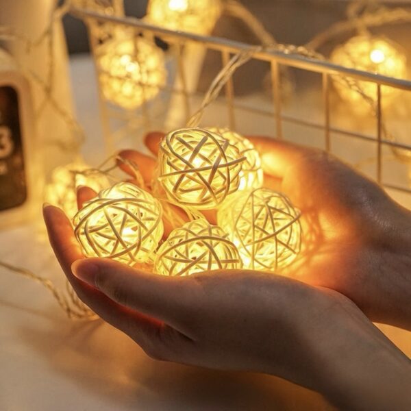 RATTAN FAIRY LIGHT-2M-WARM WHITE - Image 2