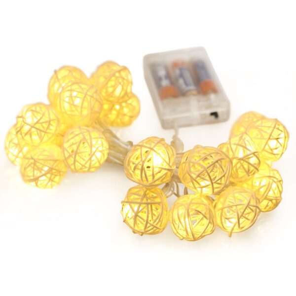 RATTAN FAIRY LIGHT-2M-WARM WHITE - Image 3