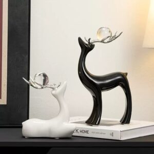 BLACK AND WHITE CRYSTAL DEER SET