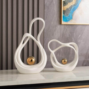 WHITE & GOLD SWIRL DECOR SET