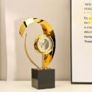 CLOCK SWIRL ON BLACK STAND