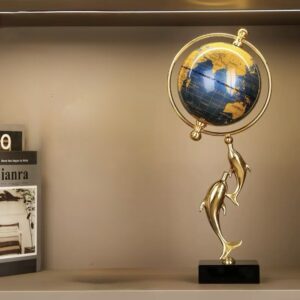 BLUE GLOBE ON DOLPHIN STAND DECOR