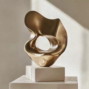 GOLD UNIQUE SWIRL DESIGN ON WHITE STAND