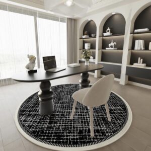 ROUND BLACK STRIPE RUG