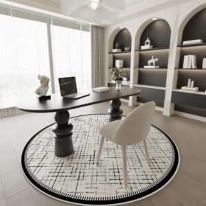 ROUND WHITE STRIPE RUG
