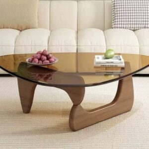 GLASS COFFEE TABLE - BROWN