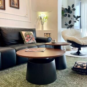 2-IN-1 MODERN COFFEE ROUND TABLE - BLACK