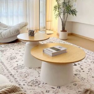 2-IN-1 MODERN COFFEE ROUND TABLE - WHITE